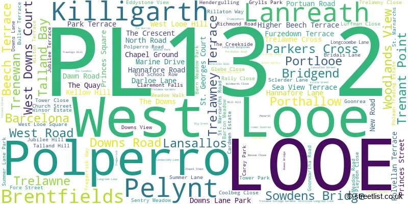 A word cloud for the PL13 2 postcode